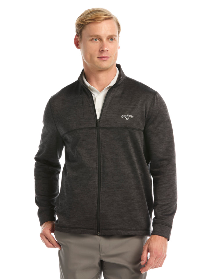 Mens Grid Fleece Back Heather Full Zip Jacket-Jackets-Deep Dark Caviar Hthr-S-Callaway