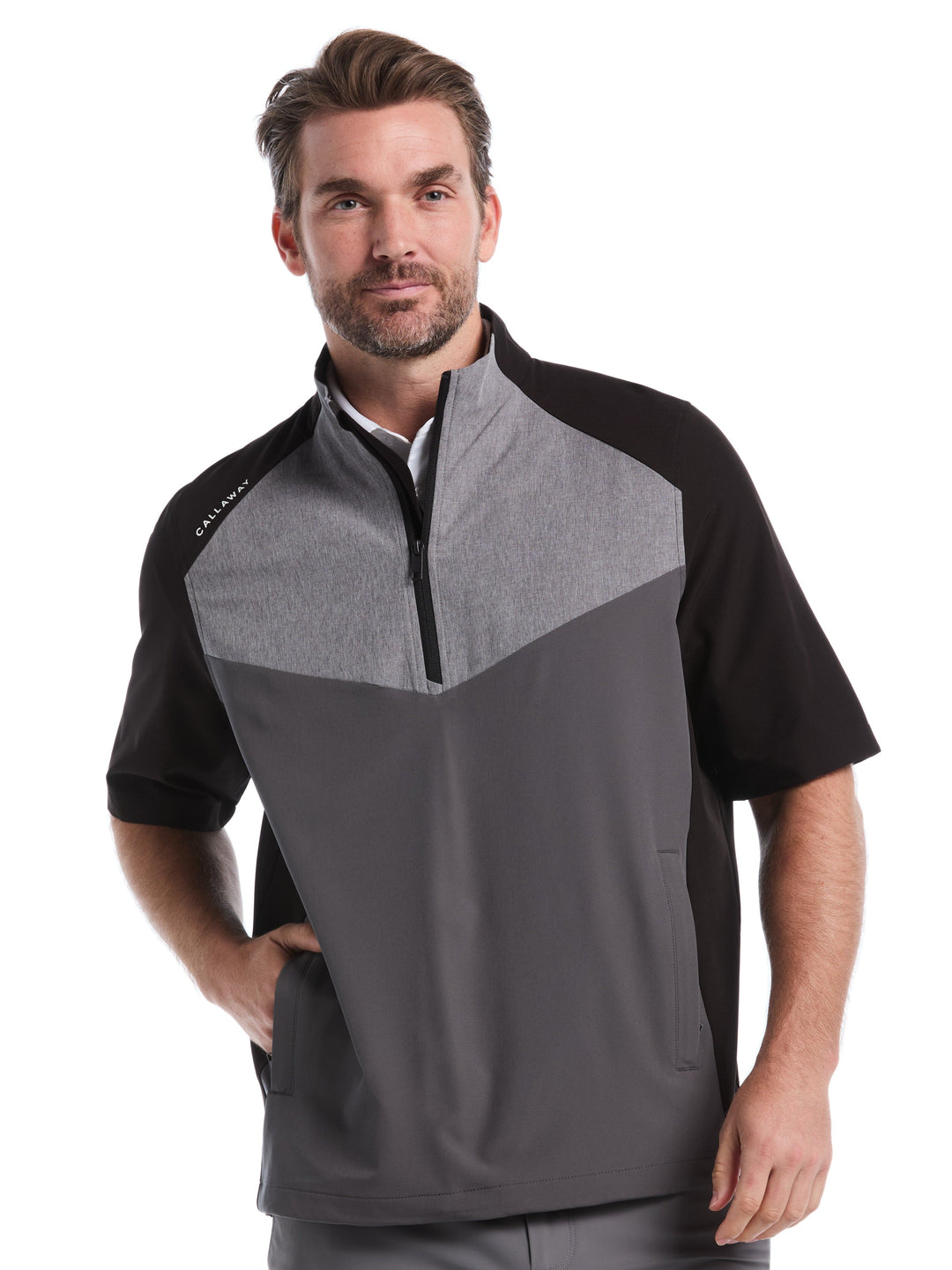 Mens 1/2 Zip Wind Jacket (Caviar) 