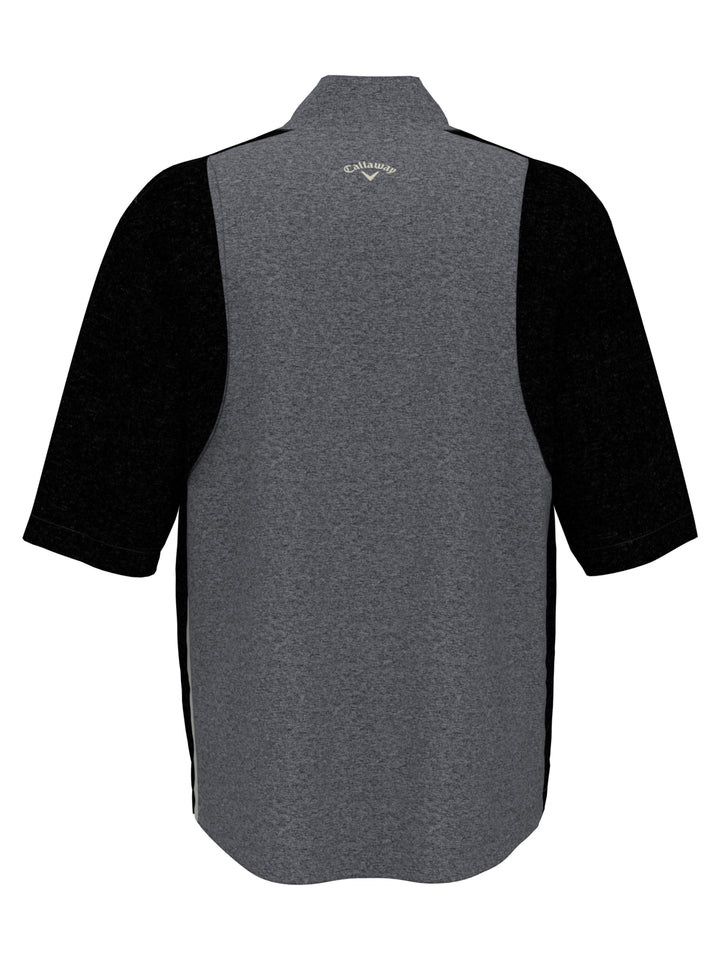 Heather Blocked Half Zip Golf Pullover (Medium Grey Htr) 