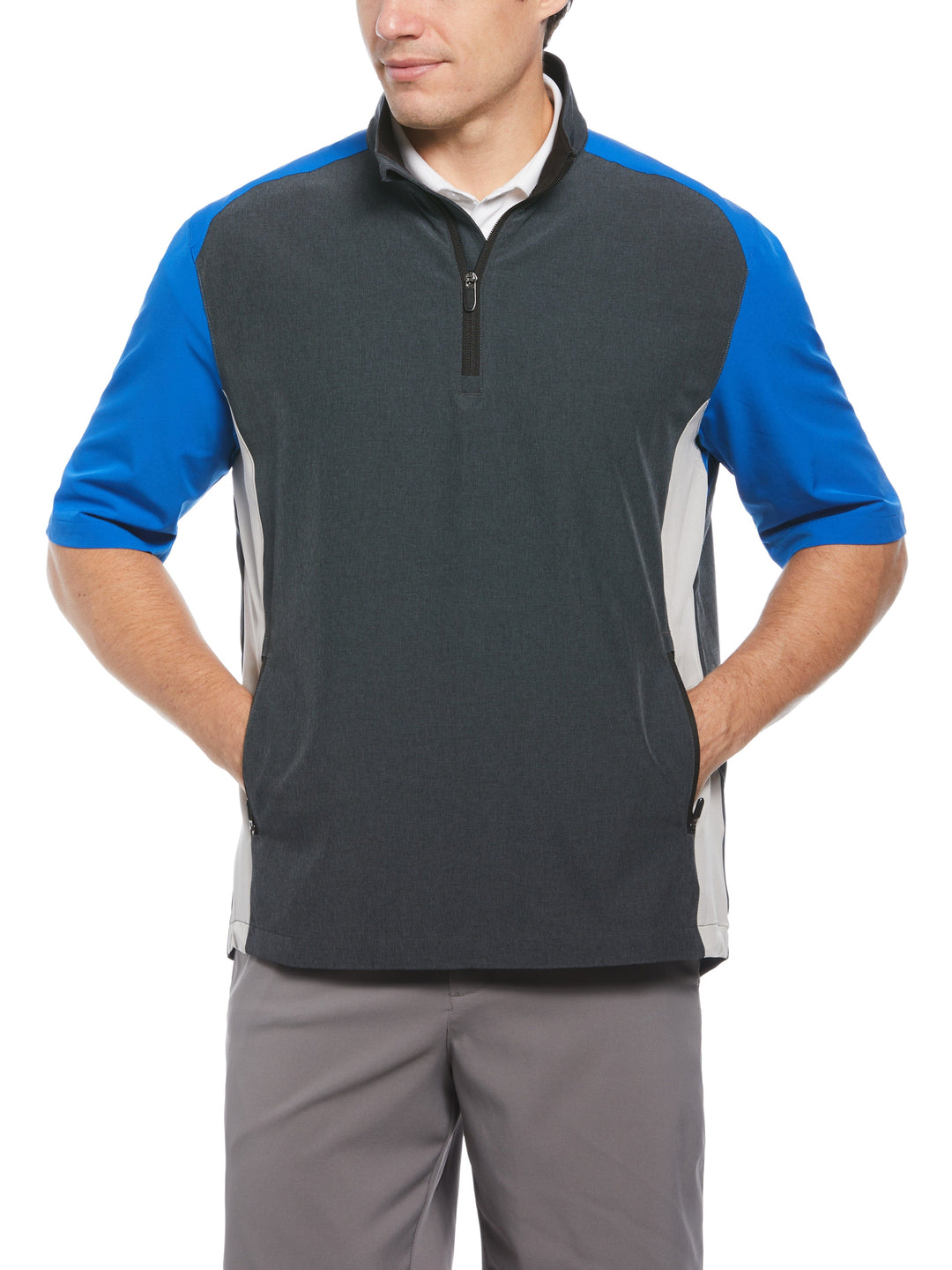 Mens Heather Blocked Half Zip Golf Pullover-Pullovers-Lapis Blue-S-Callaway