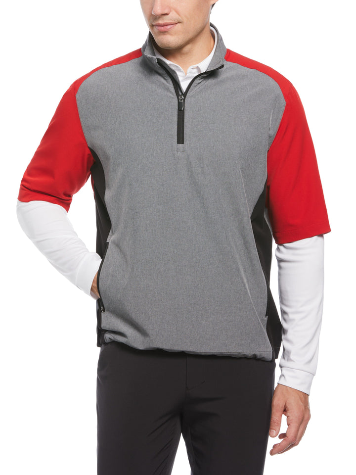 Mens Heather Blocked Half Zip Golf Pullover-Pullovers-Tango Red-S-Callaway
