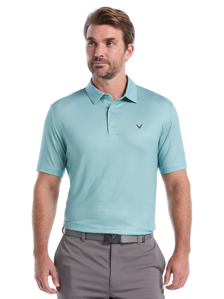 Heather Geo Print Golf Polo (Aquifer) 
