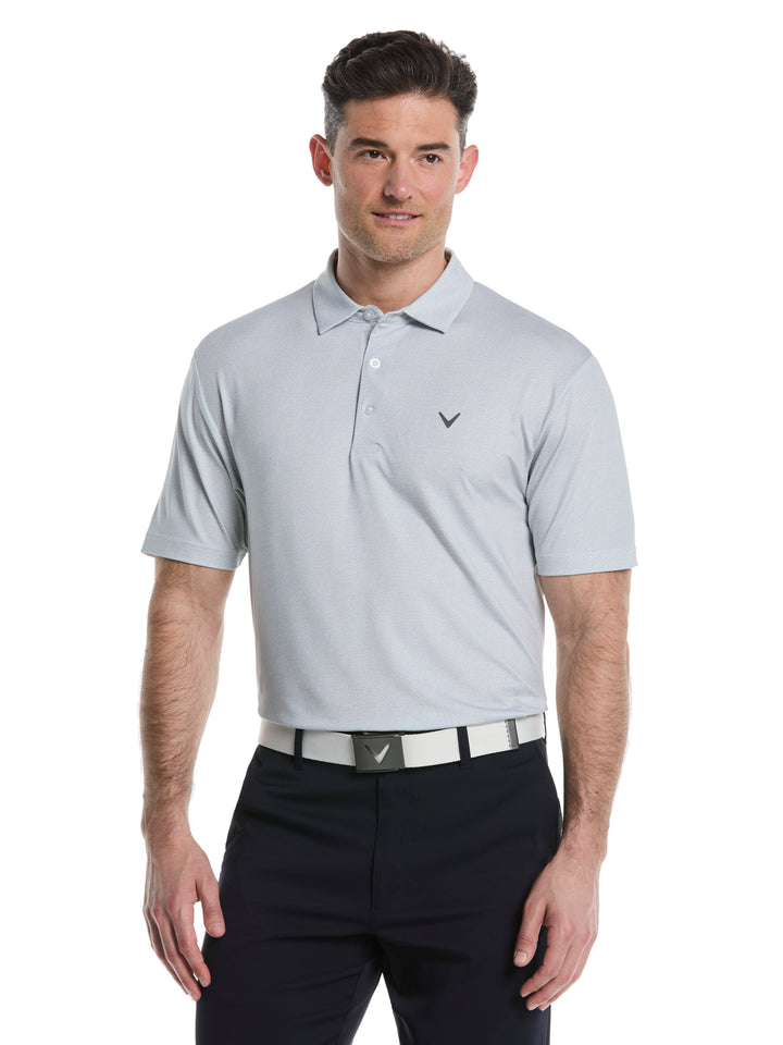 Heather Geo Print Golf Polo (Bright White) 
