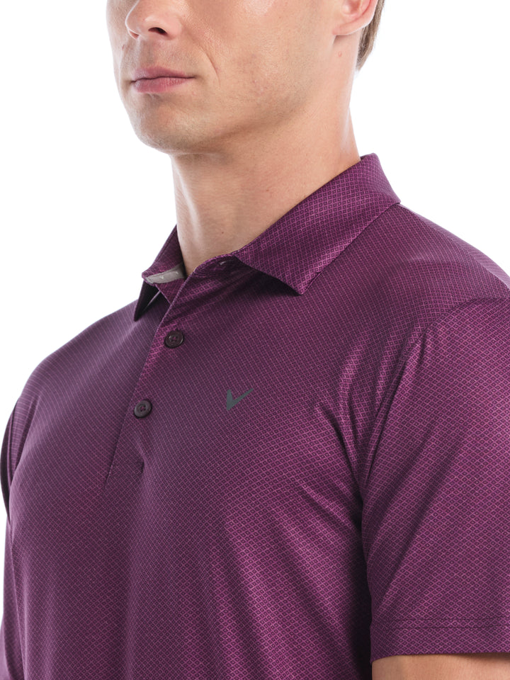 Heather Geo Print Golf Polo (Italian Plum) 