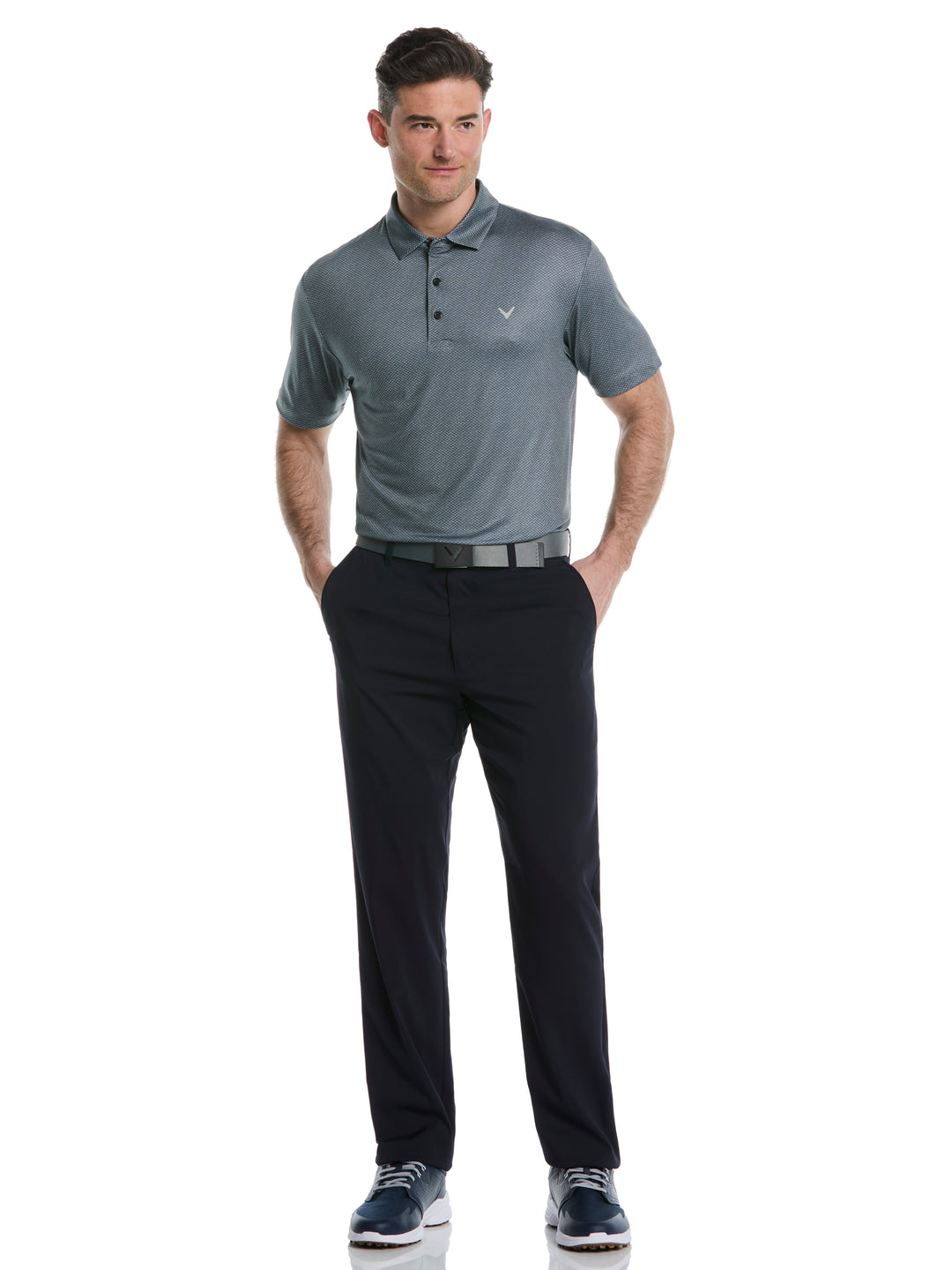 Heather Geo Print Golf Polo (Caviar) 