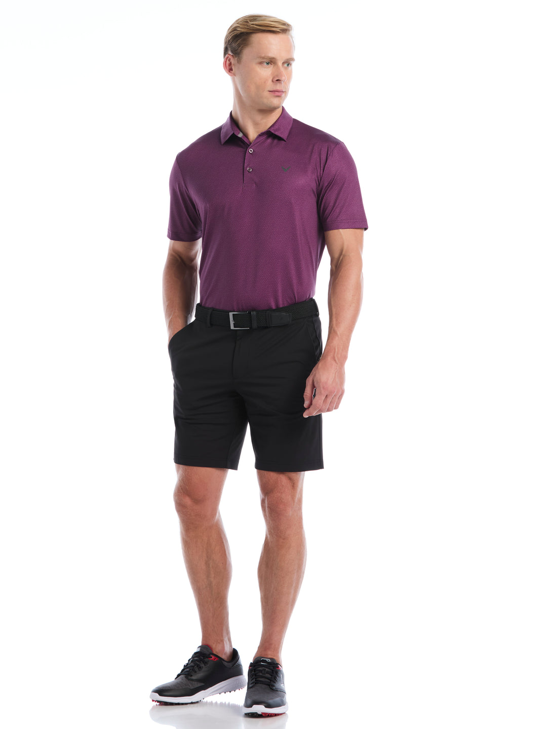Heather Geo Print Golf Polo (Italian Plum) 