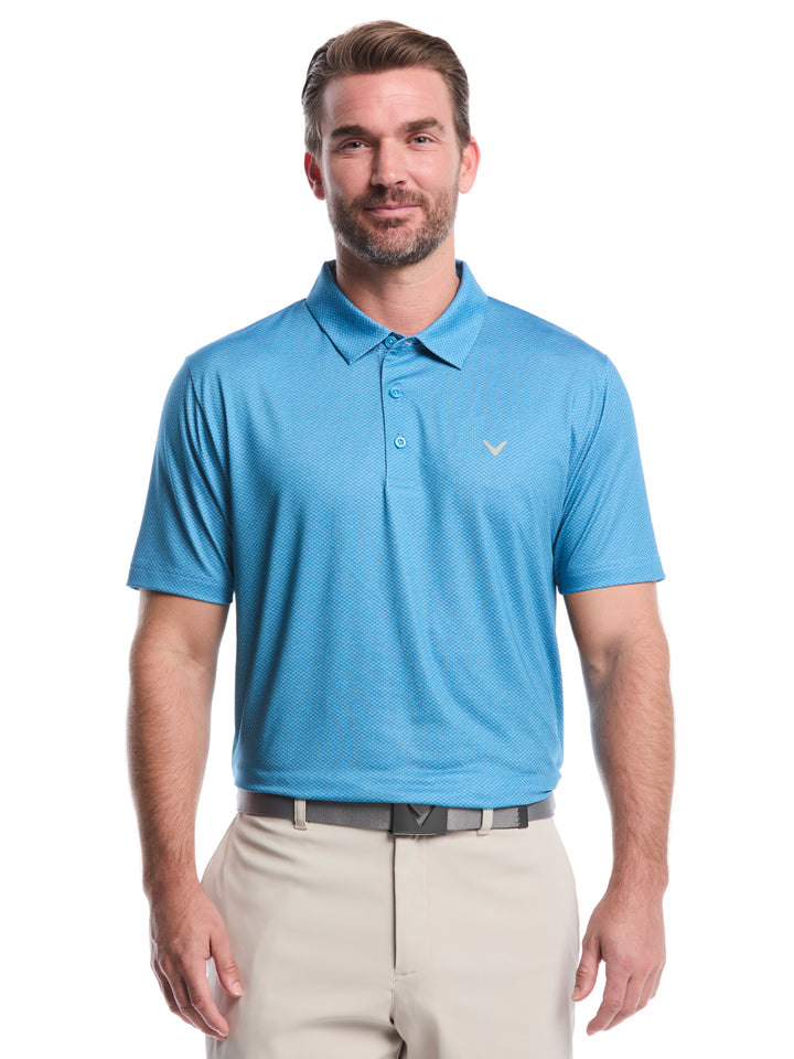 Heather Geo Print Golf Polo (Cendre Blue) 