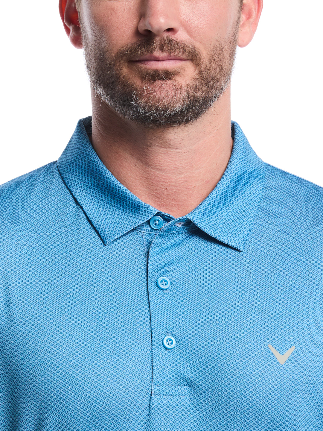 Heather Geo Print Golf Polo (Cendre Blue) 