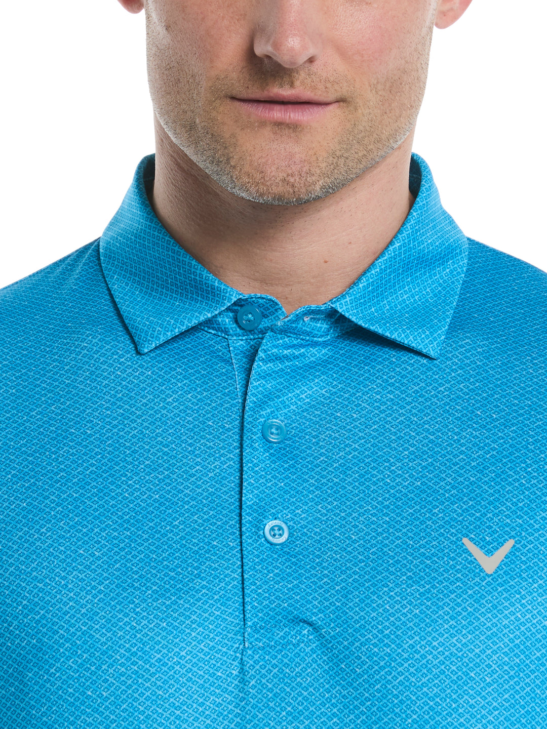 Heather Geo Print Golf Polo (Methyl Blue) 