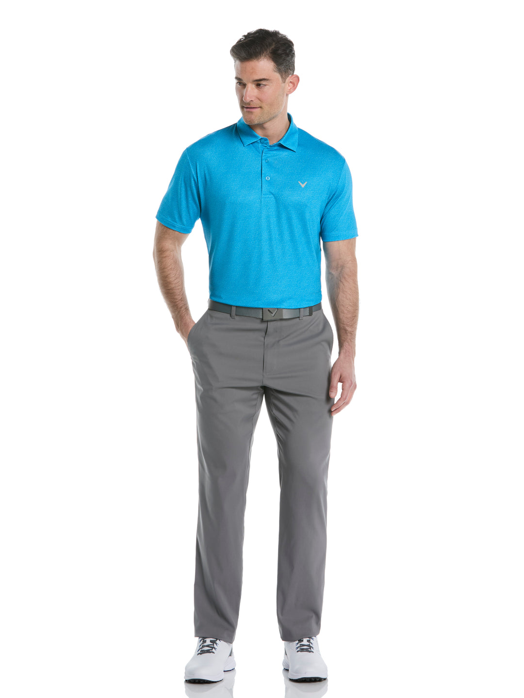 Heather Geo Print Golf Polo (Methyl Blue) 