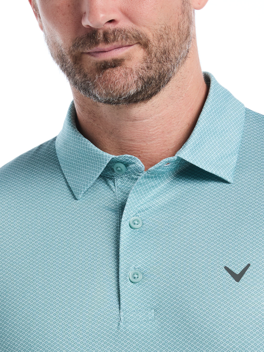 Heather Geo Print Golf Polo (Aquifer) 
