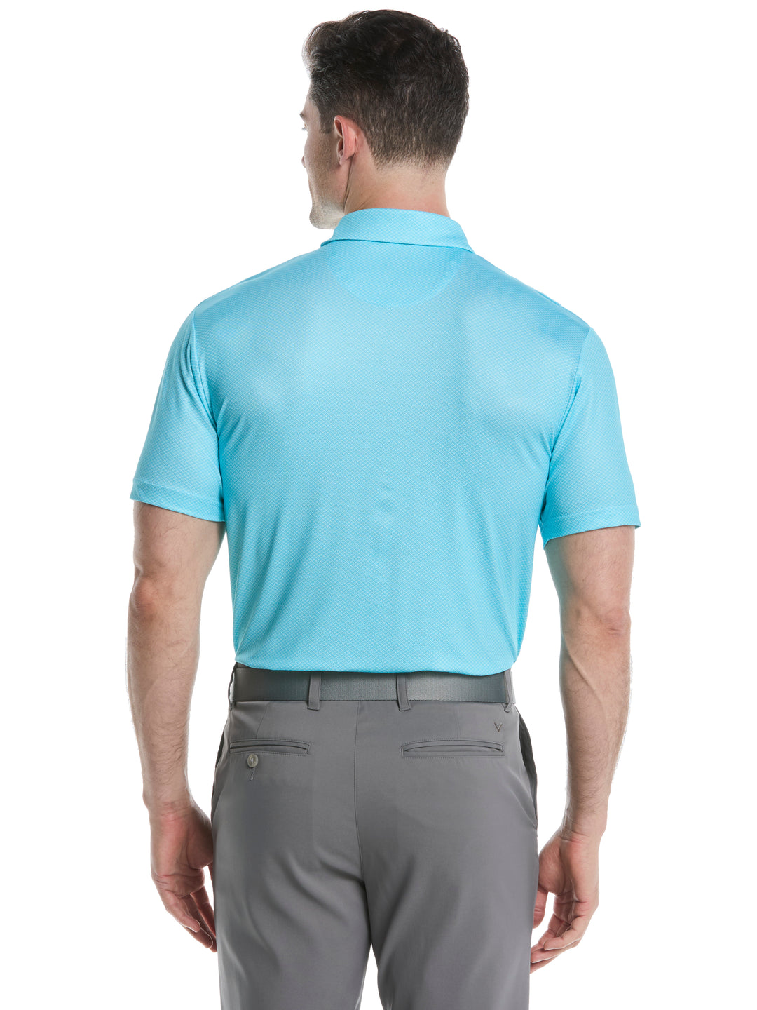Mens Heather Geo Print Golf Polo (Blue Radiance) 