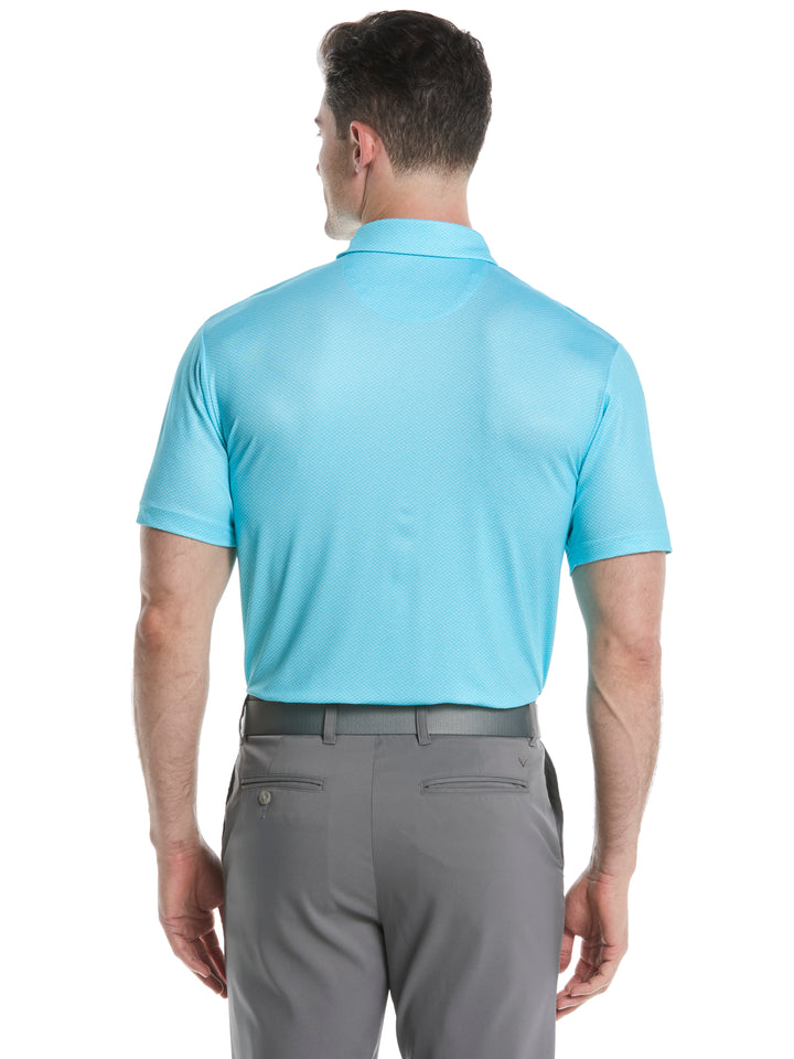 Mens Heather Geo Print Golf Polo (Blue Radiance) 