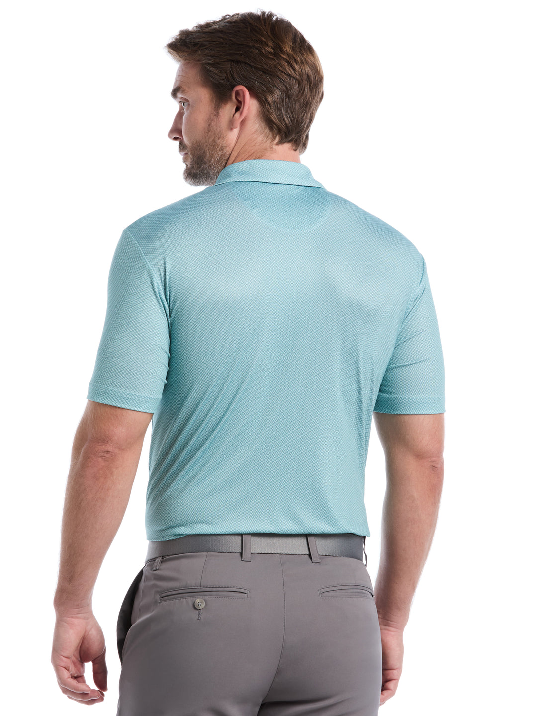 Heather Geo Print Golf Polo (Aquifer) 