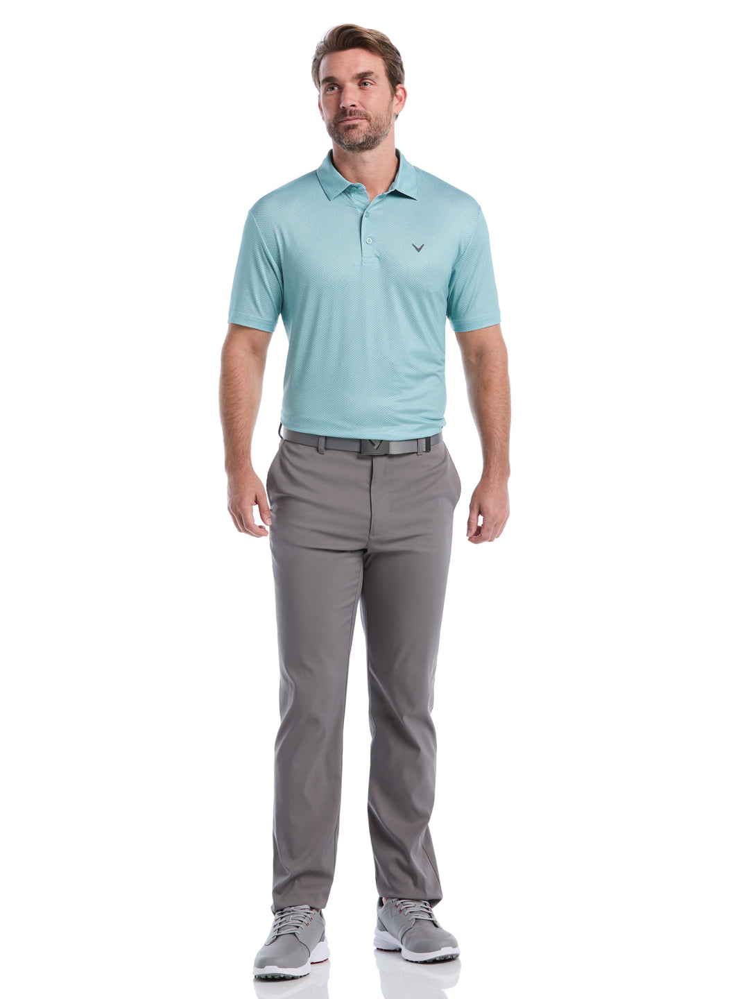 Heather Geo Print Golf Polo (Aquifer) 