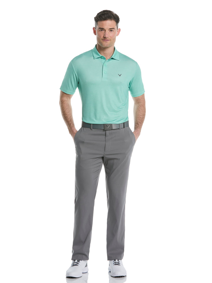 Mens Heather Geo Print Golf Polo (Neptune Green) 