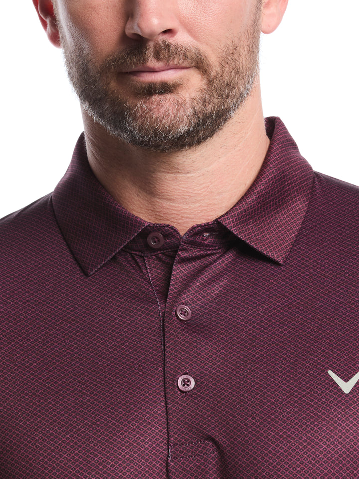 Heather Geo Print Golf Polo (Grape Wine) 