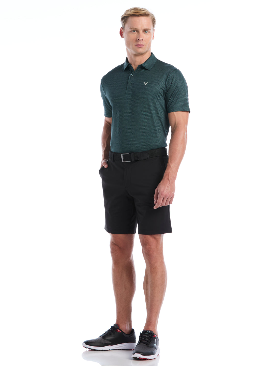 Heather Geo Print Golf Polo (Green Gables) 