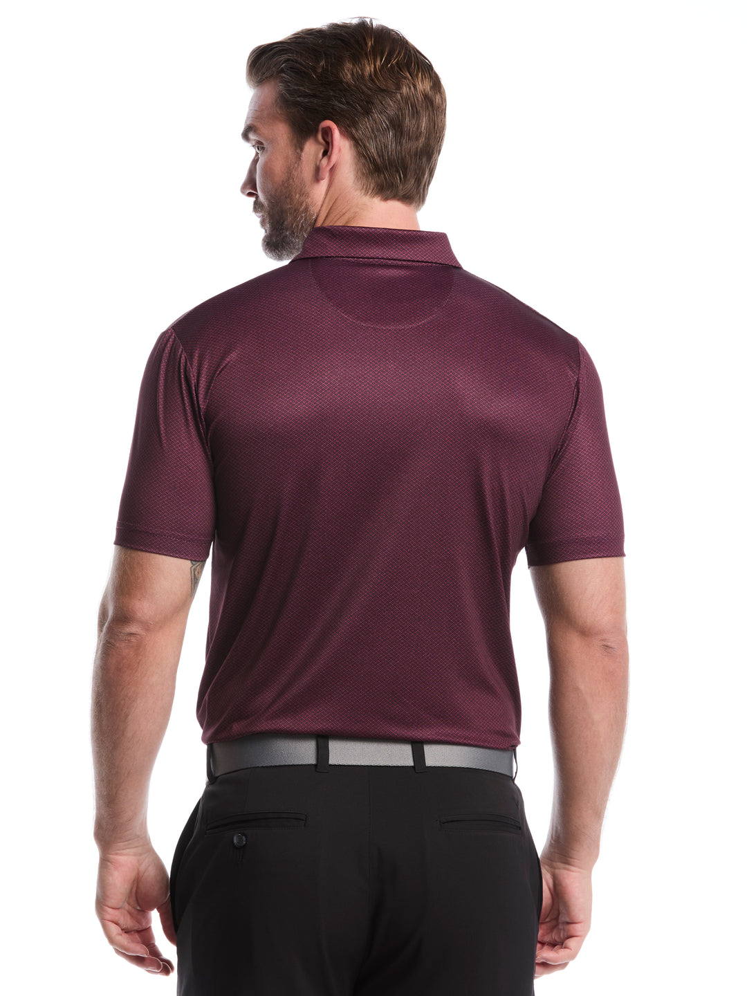 Heather Geo Print Golf Polo (Grape Wine) 
