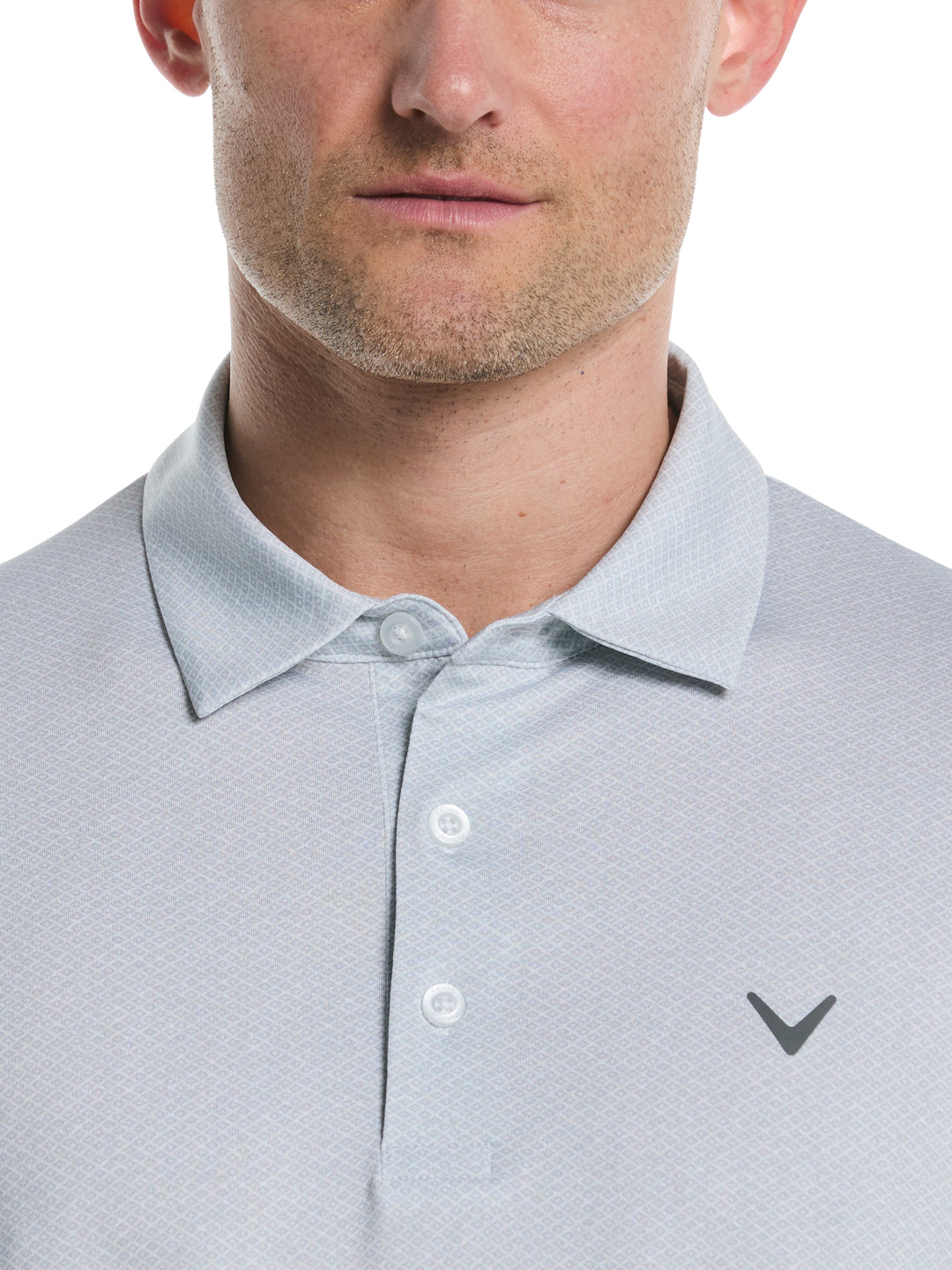 Heather Geo Print Golf Polo (Bright White) 