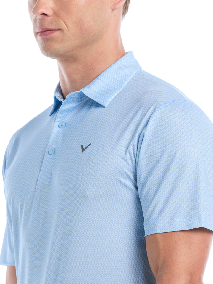 Heather Geo Print Golf Polo (Cerulean) 