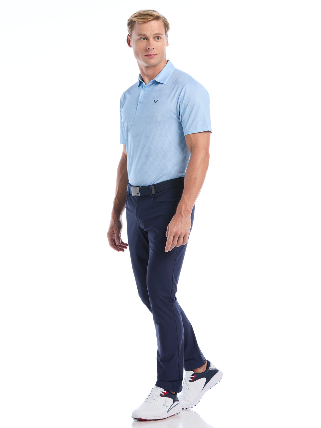 Heather Geo Print Golf Polo (Cerulean) 