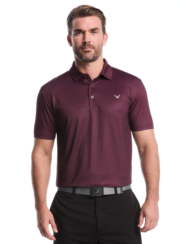 Heather Geo Print Golf Polo (Grape Wine) 