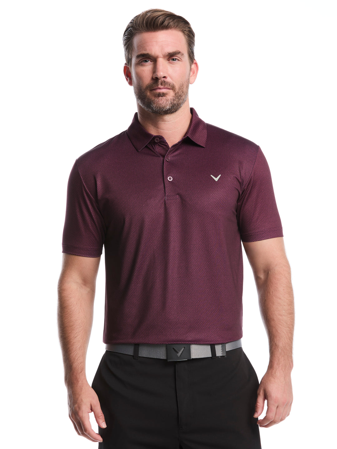 Heather Geo Print Golf Polo (Grape Wine) 