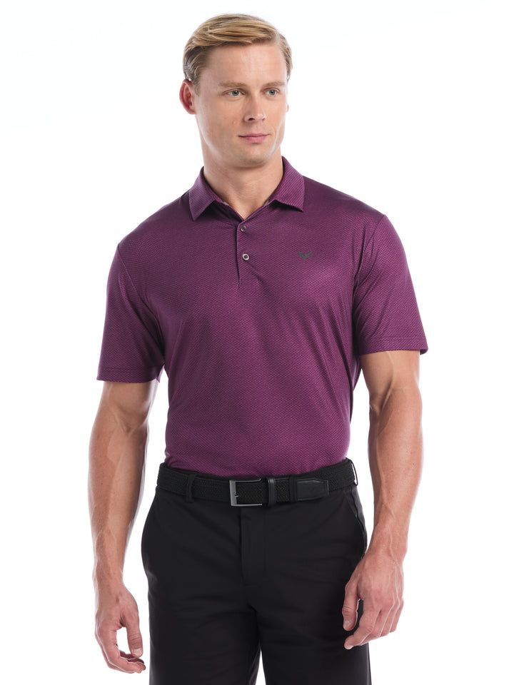 Heather Geo Print Golf Polo (Italian Plum) 