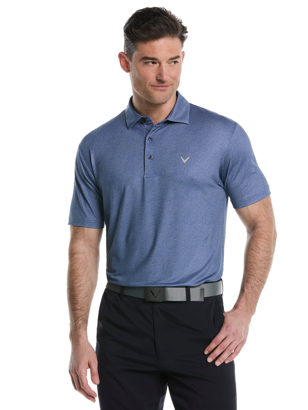 Heather Geo Print Golf Polo (Peacoat) 
