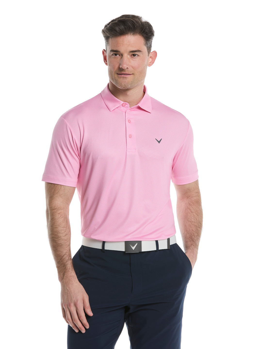 Heather Geo Print Golf Polo (Sea Pink) 