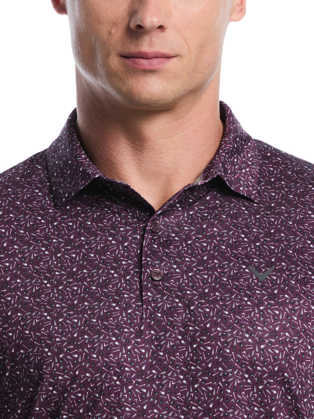 Heather Jacquard Essential Golf Polo (Dk Italian Plum Heather) 