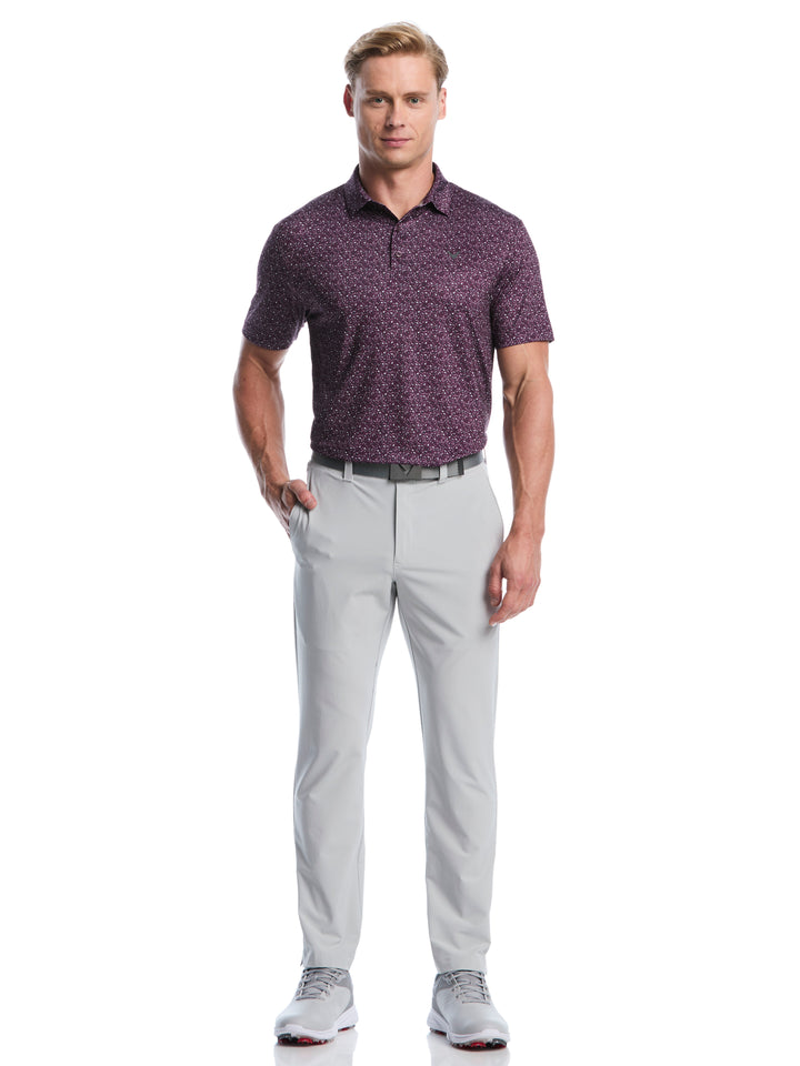 Heather Jacquard Essential Golf Polo (Dk Italian Plum Heather) 