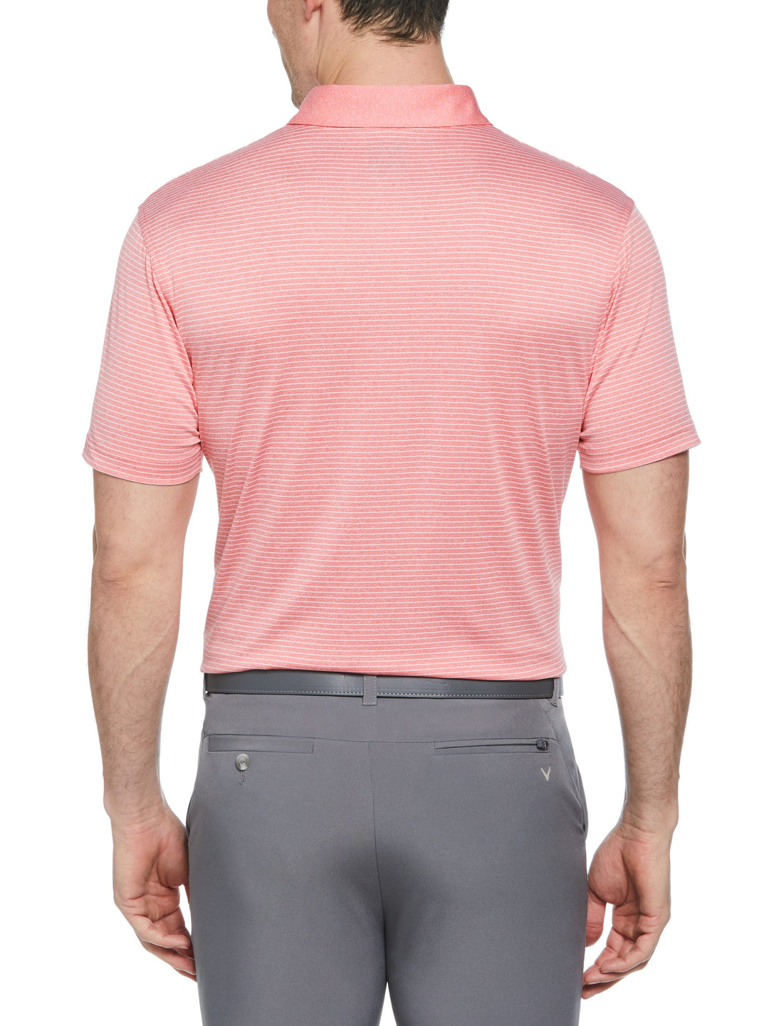 Heather Micro Stripe Golf Polo (Sunkissed Coral Heather) 