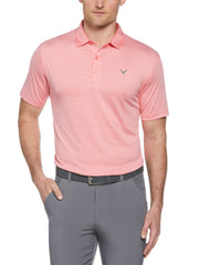 Heather Micro Stripe Golf Polo (Sunkissed Coral Heather) 