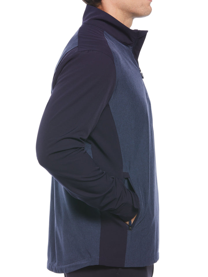 Heathered Block Quarter Zip Golf Jacket (Peacoat Heather) 