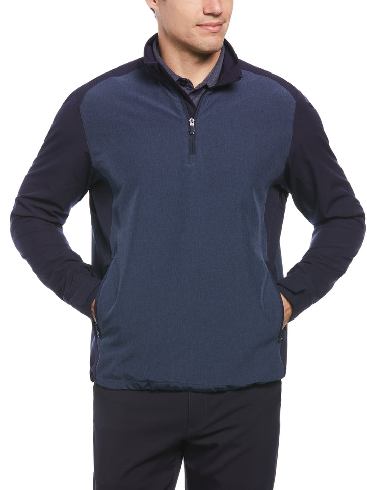 Heathered Block Quarter Zip Golf Jacket (Peacoat Heather) 