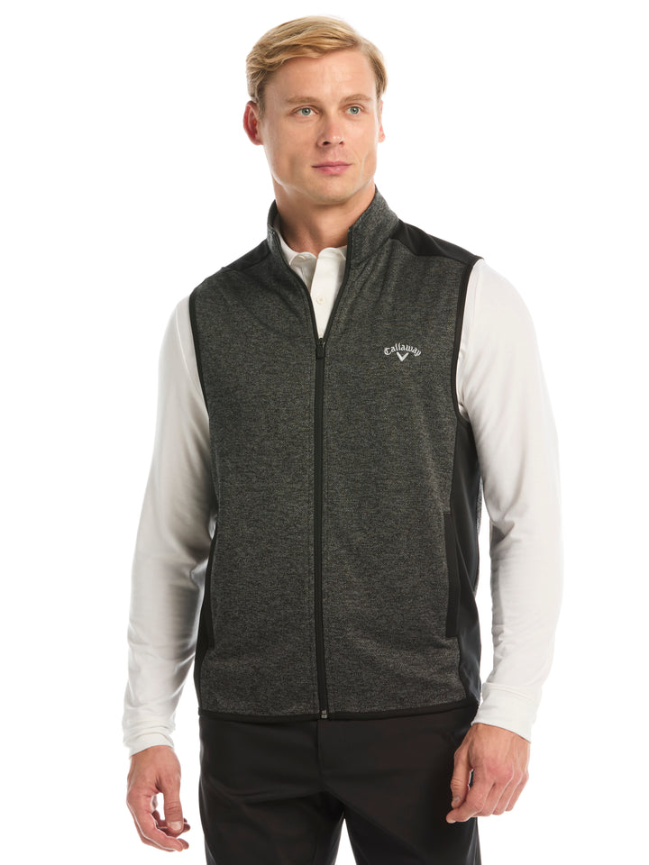 Mens Herringbone Midweight Full Zip Vest-Vests-Black Heather-S-Callaway
