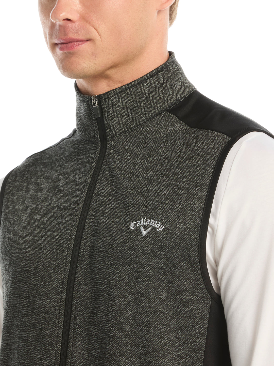 Mens Herringbone Midweight Full Zip Vest-Vests-Callaway