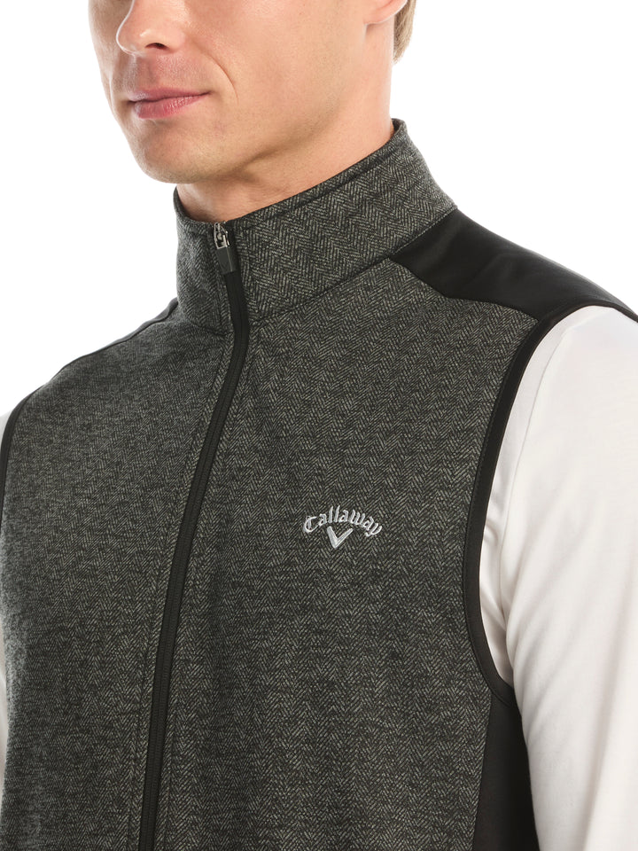 Mens Herringbone Midweight Full Zip Vest-Vests-Callaway