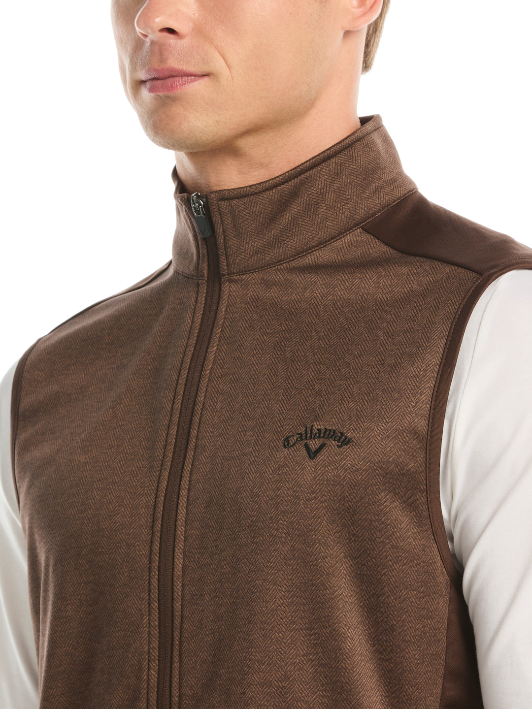 Mens Herringbone Midweight Full Zip Vest-Vests-Callaway