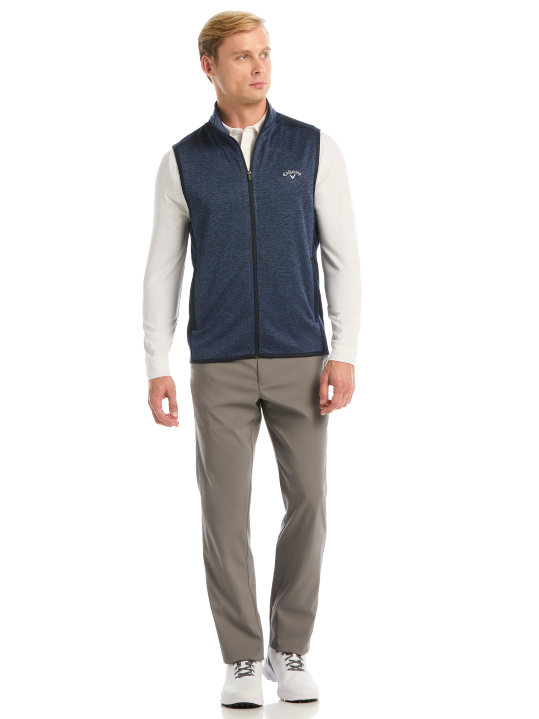 Mens Herringbone Midweight Full Zip Vest-Vests-Callaway