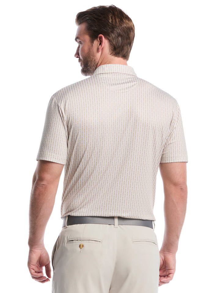 Mens Herringbone Print Polo (Latte) 