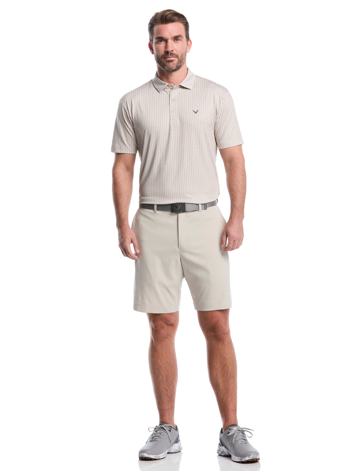 Mens Herringbone Print Polo (Latte) 