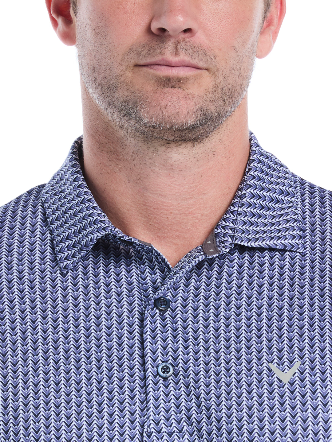 Mens Herringbone Print Polo (Peacoat) 
