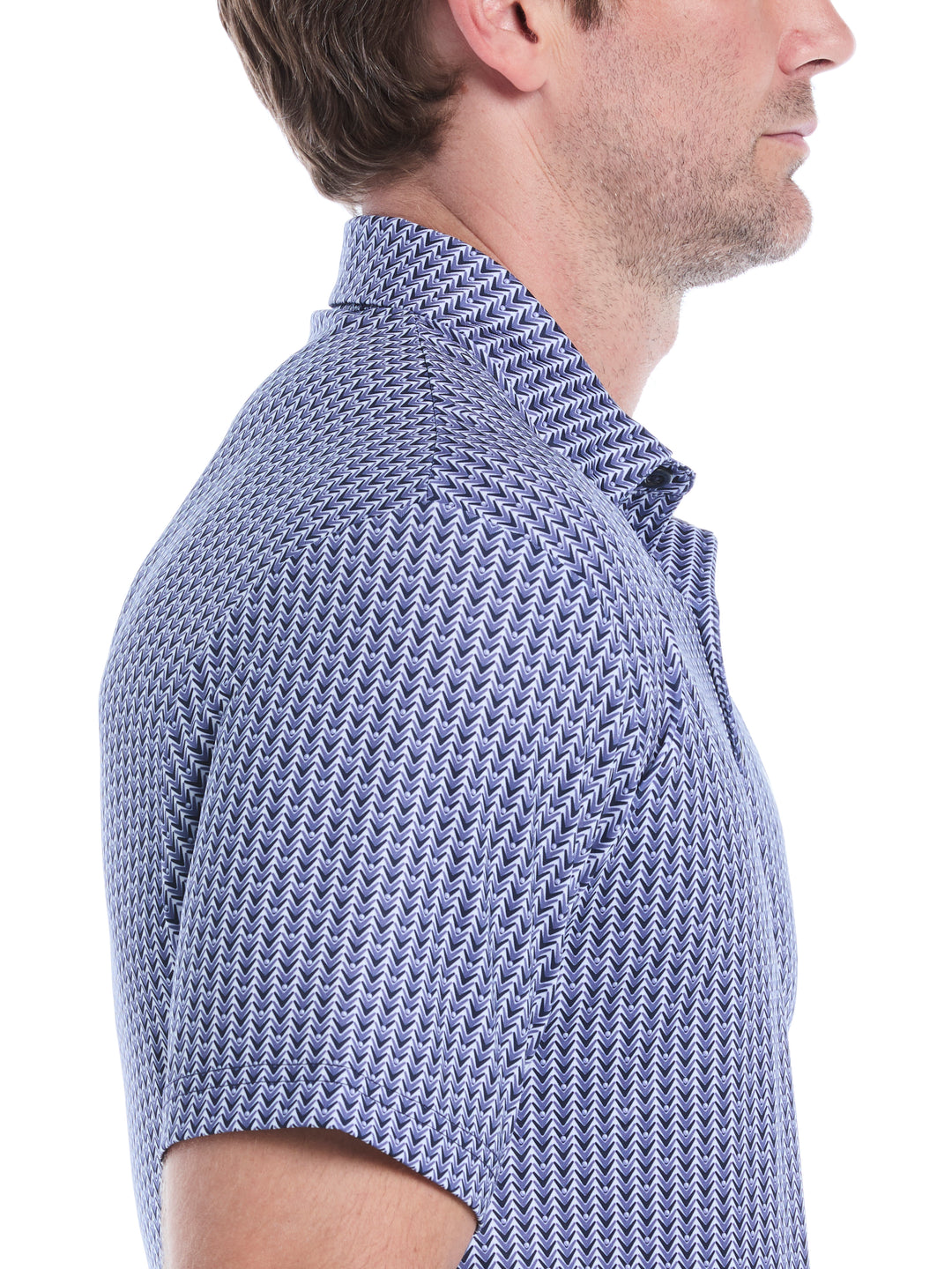 Mens Herringbone Print Polo (Peacoat) 