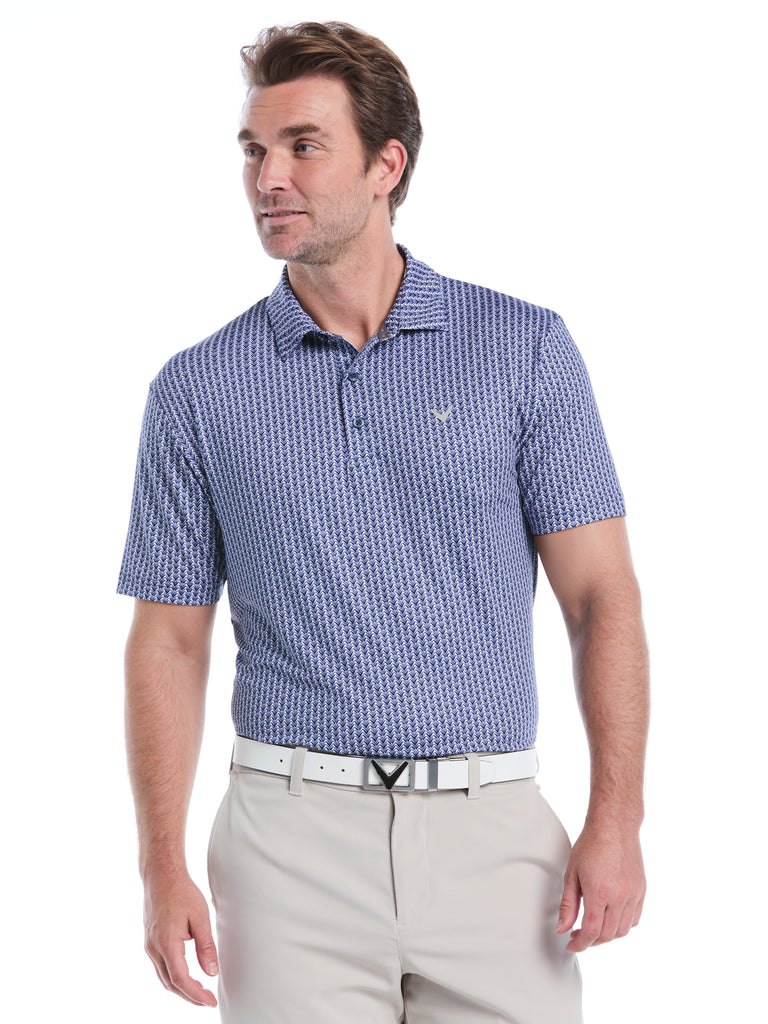 Mens Herringbone Print Polo – Callaway Apparel