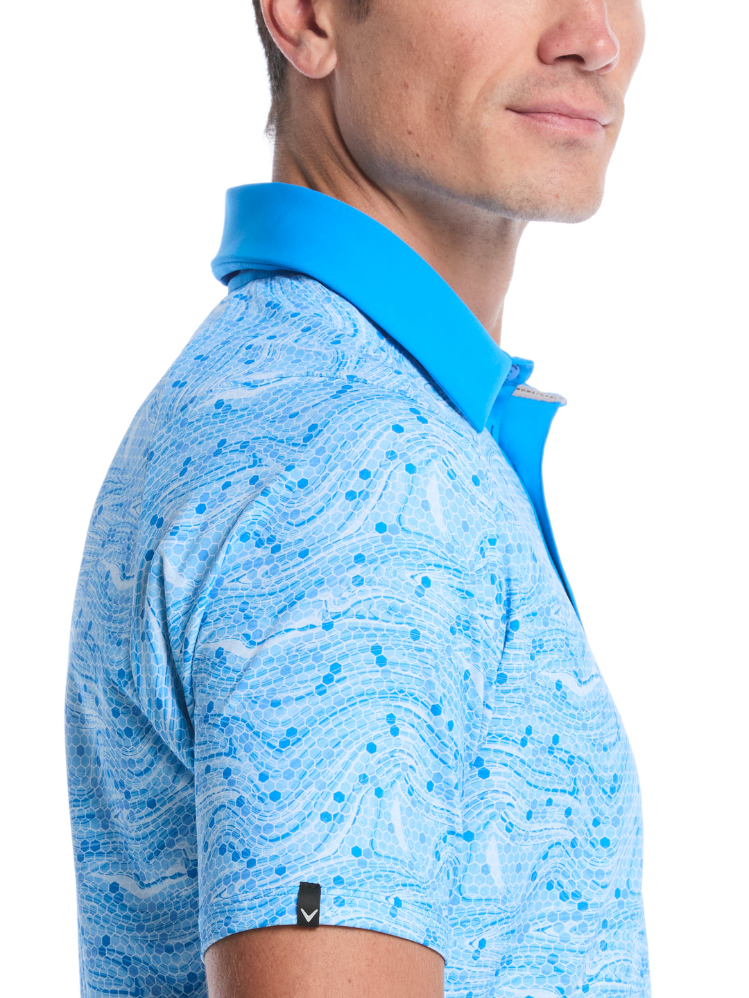 Hex Marble Print Golf Polo (Brilliant Blue) 