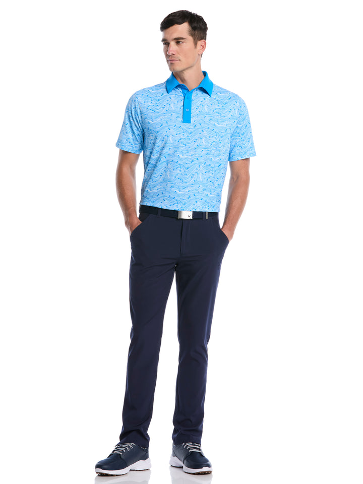 Hex Marble Print Golf Polo (Brilliant Blue) 
