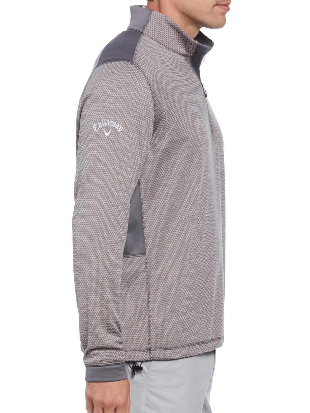 Hexagon Textured 1/2 Zip Base Layer Golf Top (Medium Grey Htr) 